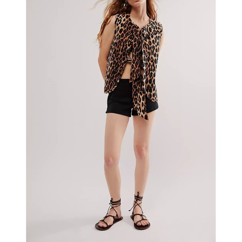 Damson Madder Tilly Leopard Vest Jacket Top Quilted Organic Cotton M-8 277463